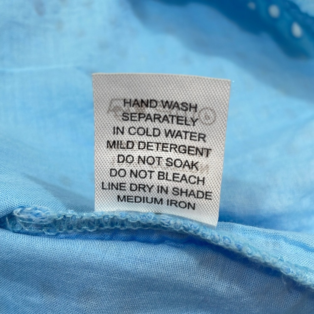 Melissa Odabash Francesca Top Size S Cornflower Blue Boho Eyelet Top EUC - Picture 8 of 11